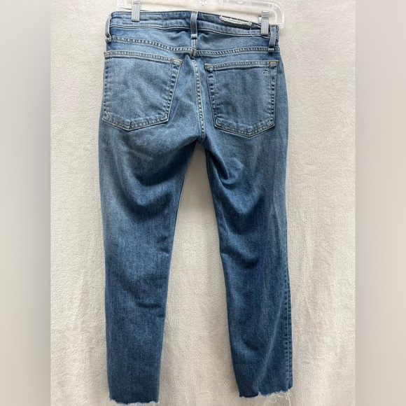 Rag & Bone Dre Straight Tapered Frayed Distress Low Rise Raw Hem Women Jeans 25 - Picture 5 of 9